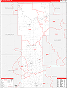 Mille Lacs County Wall Map Red Line Style